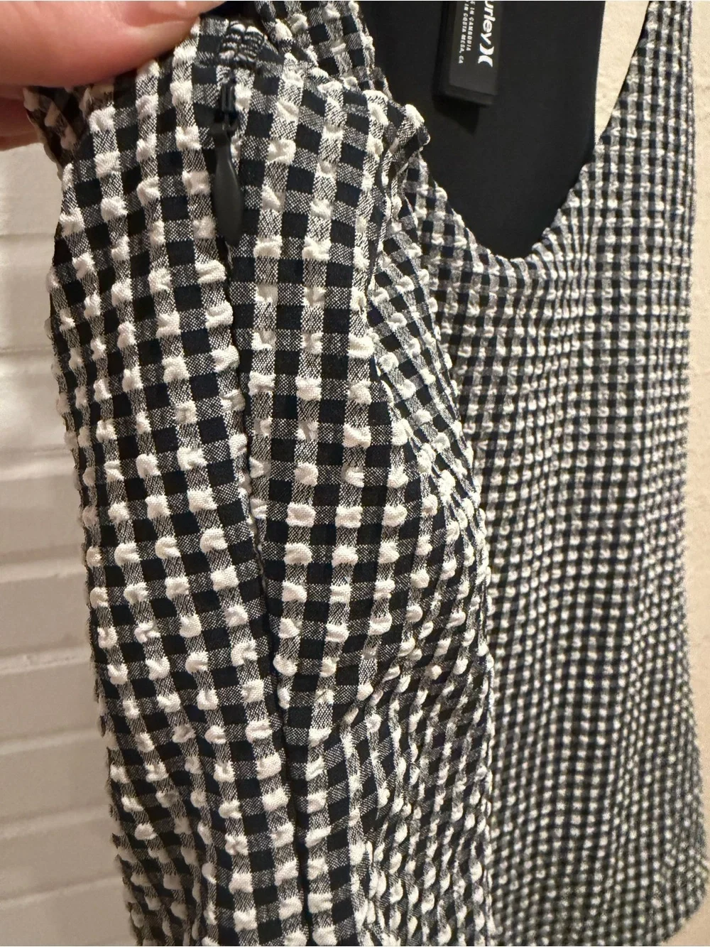 Hurley Gingham One-Piece Swimsuit Black & White Cheeky Size X-Large